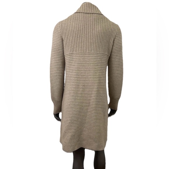 Mantovani Studio 100% Cashmere sweater Duster M Tan Beige Italian Italy Ribbed - Picture 3 of 15